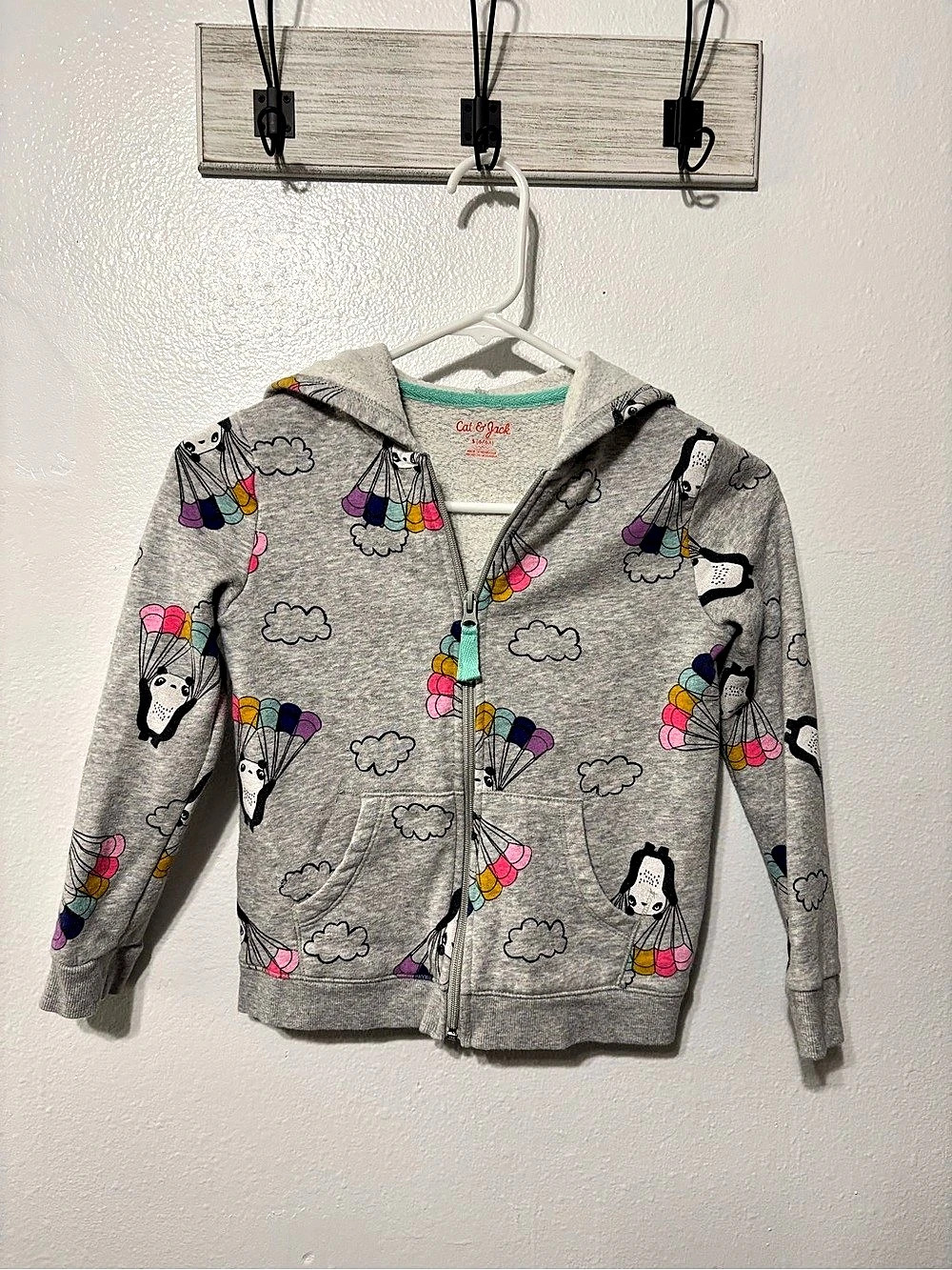 Cat & Jack Girls Unicorn Print Zip Hoodie Size Small Like New